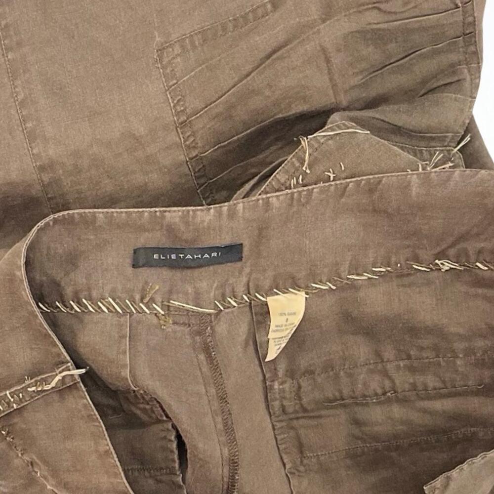 Vintage Tahari Brown Ramie Peasant Cargo Capri Pants Women’s 8 - Picture 11 of 12